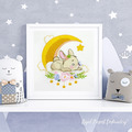 Bunny sleeps on the moon embroidery design - 5 sizes