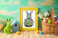 Bunny with Snowdrops Easter Machine Embroidery Design - 5 sizes
