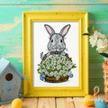 Bunny with Snowdrops Easter Machine Embroidery Design - 5 sizes