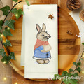 Lapin avec pochette Motif de broderie machine de Noël - 8 tailles
