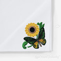Butterfly on sunflower Machine Embroidery Design - 3 sizes