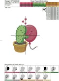 Cactus and Balloon Machine Embroidery Design - 2 sizes