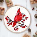 Cardinal bird on a rowan branch Machine embroidery design - 4 sizes