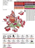 Cardinal bird with rowan Machine embroidery design - 4 sizes