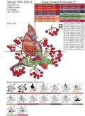 Cardinal bird with rowan Machine embroidery design - 4 sizes