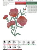 Carnation Machine Embroidery Design - 3 sizes