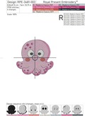 Cartoon Octopus Machine Embroidery Design - 2 sizes