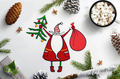Cartoon Santa Claus with Christmas Tree Machine Embroidery Design - 3 sizes