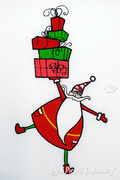 Cartoon Santa Claus with Gifts machine embroidery design - 3 sizes