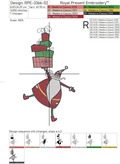 Cartoon Santa Claus with Gifts machine embroidery design - 3 sizes
