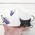 Cat and Butterflies Face Mask Machine Embroidery Design