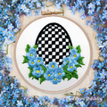 Checkered Egg with Forget-me-nots Applique - 2 sizes