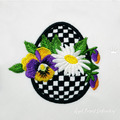 Checkered Egg with Pansies Applique - 2 sizes