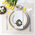 Checkered Egg with Pansies Applique - 2 sizes