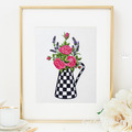 Roses and Lavender in a Checkered Jug - 2 sizes