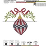 Checkered Oblong Christmas Toy with a Bow for Mega Hoop Machine Embroidery Design – 4 Sizes