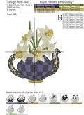 Checkered teapot with daffodils - 4 sizes