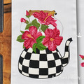 Checkered teapot with hibiscus Set - 3 sizes