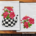 Checkered teapot with hibiscus Set - 3 sizes