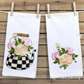 Checkered teapot with roses Set - 3 sizes