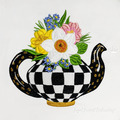 Checkered teapot with spring bouquet - 4 sizes