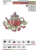 Cherry Kettle Machine Embroidery Design - 4 sizes
