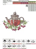Cherry Kettle Machine Embroidery Design - 4 sizes