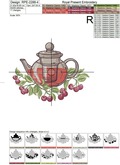 Cherry Kettle Machine Embroidery Design - 4 sizes