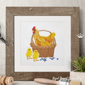 Hen in a basket with chickens Machine Embroidery Design - 3 sizes
