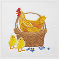 Hen in a basket with chickens Machine Embroidery Design - 3 sizes