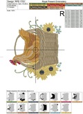 Hen in a basket with sunflowers Machine Embroidery Design - 3 sizes