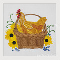 Hen in a basket with sunflowers Machine Embroidery Design - 3 sizes
