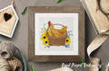 Hen in a basket with sunflowers Machine Embroidery Design - 3 sizes