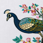 Large Peacock with Long Tail for Mega Hoops Machine Embroidery Design – 4 Sizes