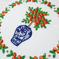 Chinese vase with a 3D Mandarin Tree frame machine embroidery design