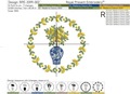 Chinese vase with a 3D lemon tree frame machine embroidery design