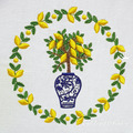 Chinese vase with a 3D lemon tree frame machine embroidery design