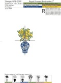 Chinese vase with a 3D lemon tree machine embroidery design