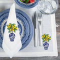 Chinese vase with a 3D lemon tree machine embroidery design