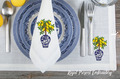 Chinese vase with a 3D lemon tree machine embroidery design