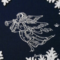 Motif de broderie machine Ange de Noël avec une corne - 3 tailles