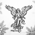 Christmas Angel with violin Line Art