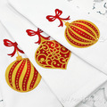 Christmas Balls with Bows Machine Embroidery Designs