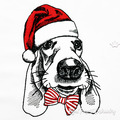 Christmas Basset Hound Head - 6 sizes