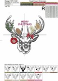 Christmas Deer Machine Embroidery Design - 3 sizes