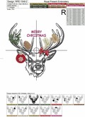 Christmas Deer Machine Embroidery Design - 3 sizes
