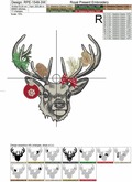Christmas Deer Machine Embroidery Design - 3 sizes