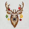 Christmas Deer with toys Machine Embroidery Design - 4 sizes