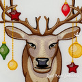 Christmas Deer with toys Machine Embroidery Design - 4 sizes