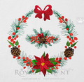 Christmas Pine and Berries Wreath - 4 sizes